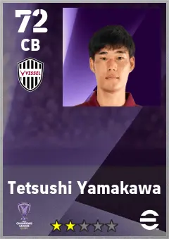 Tetsushi Yamakawa eFootball 2026 player card — 72 OVR CB