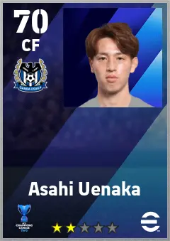 Asahi Uenaka eFootball 2026 player card — 70 OVR CF