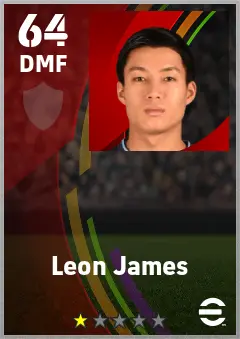 Leon James eFootball 2026 player card — 64 OVR DMF