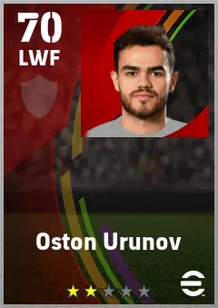Oston Urunov eFootball 2026 player card — 70 OVR LWF