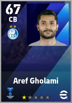Aref Gholami eFootball 2026 player card — 67 OVR CB