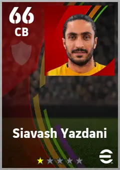 Siavash Yazdani eFootball 2026 player card — 66 OVR CB