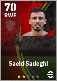Saeid Sadeghi eFootball 2026 player card — 70 OVR RWF