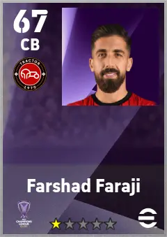 Farshad Faraji eFootball 2026 player card — 67 OVR CB