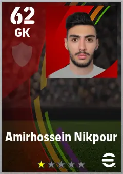Amirhossein Nikpour eFootball 2026 player card — 62 OVR GK