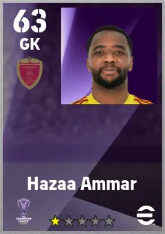Hazaa Ammar eFootball 2026 player card — 63 OVR GK