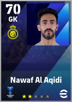 Nawaf Al Aqidi eFootball 2026 player card — 70 OVR GK