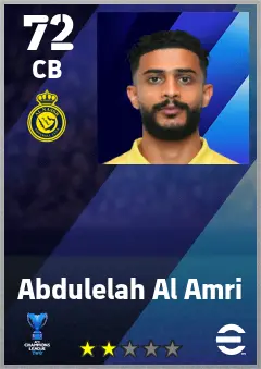 Abdulelah Al Amri eFootball 2026 player card — 72 OVR CB
