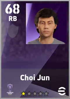 Choi Jun eFootball 2026 player card — 68 OVR RB