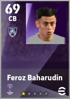 Feroz Baharudin eFootball 2026 player card — 69 OVR CB