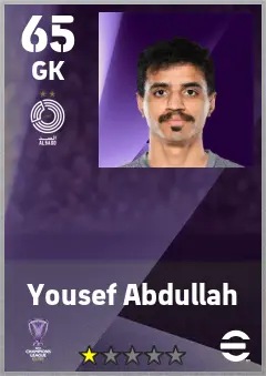 Yousef Abdullah eFootball 2026 player card — 65 OVR GK