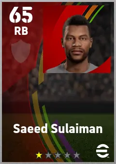 Saeed Sulaiman eFootball 2026 player card — 65 OVR RB