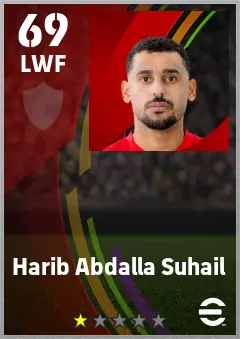 Harib Abdalla Suhail eFootball 2026 player card — 69 OVR LWF