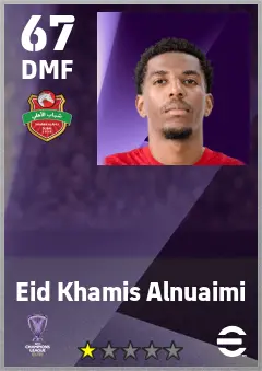 Eid Khamis Alnuaimi eFootball 2026 player card — 67 OVR DMF