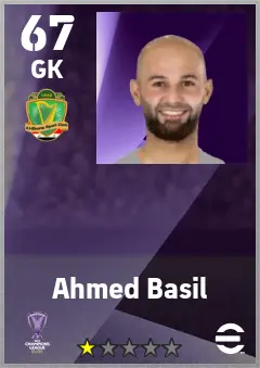 Ahmed Basil eFootball 2026 player card — 67 OVR GK