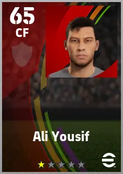 Ali Yousif eFootball 2026 player card — 65 OVR CF