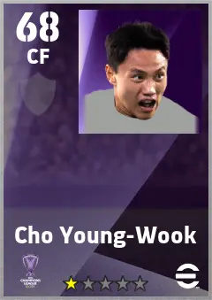 Cho Young-Wook eFootball 2026 player card — 68 OVR CF