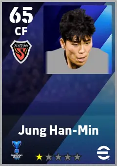 Jung Han-Min eFootball 2026 player card — 65 OVR CF