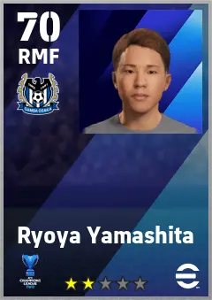 Ryoya Yamashita eFootball 2026 player card — 70 OVR RMF