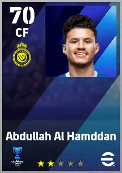 Abdullah Al Hamddan eFootball 2026 player card — 70 OVR CF