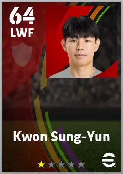 Kwon Sung-Yun eFootball 2026 player card — 64 OVR LWF