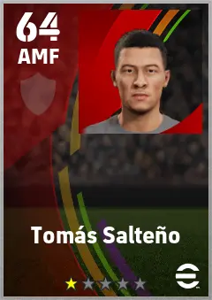 Tomas Salteno eFootball 2026 player card — 64 OVR AMF