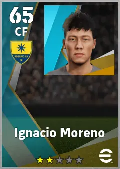 Ignacio Moreno eFootball 2026 player card — 65 OVR CF