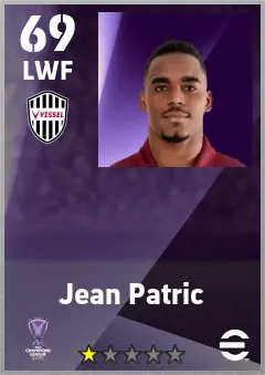 Jean Patric eFootball 2026 player card — 69 OVR LWF