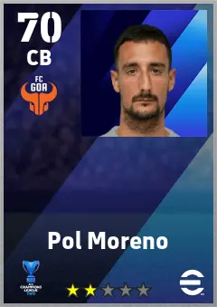 Pol Moreno eFootball 2026 player card — 70 OVR CB