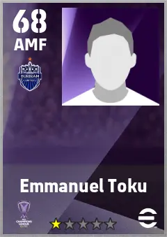 Emmanuel Toku eFootball 2026 player card — 68 OVR AMF