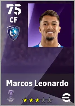 Marcos Leonardo eFootball 2026 player card — 75 OVR CF