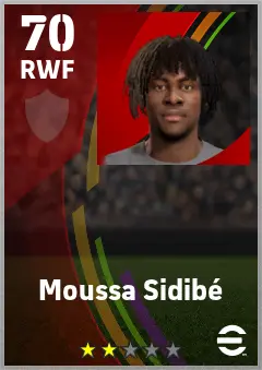 Moussa Sidibe eFootball 2026 player card — 70 OVR RWF