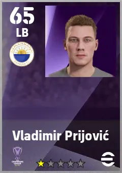 Vladimir Prijovic eFootball 2026 player card — 65 OVR LB