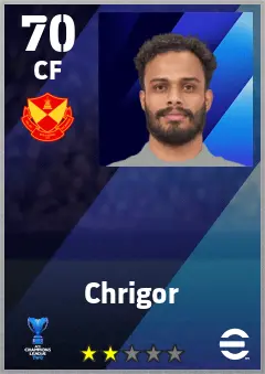 Chrigor eFootball 2026 player card — 70 OVR CF