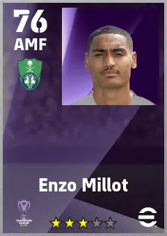 Enzo Millot eFootball 2026 player card — 76 OVR AMF
