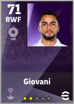 Giovani eFootball 2026 player card — 71 OVR RWF
