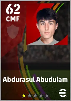 Abdurasul Abudulam eFootball 2026 player card — 62 OVR CMF