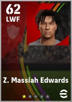 Z. Massiah Edwards eFootball 2026 player card — 62 OVR LWF