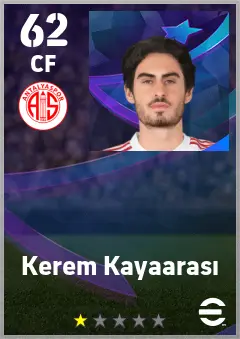 Kerem Kayaarasi eFootball 2026 player card — 62 OVR CF