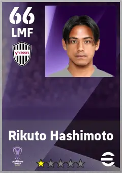 Rikuto Hashimoto eFootball 2026 player card — 66 OVR LMF