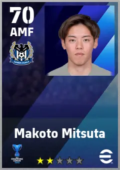 Makoto Mitsuta eFootball 2026 player card — 70 OVR AMF