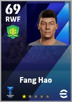 Fang Hao eFootball 2026 player card — 69 OVR RWF