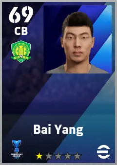 Bai Yang eFootball 2026 player card — 69 OVR CB