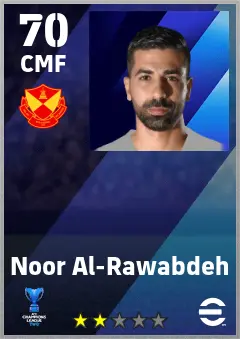 Noor Al-Rawabdeh eFootball 2026 player card — 70 OVR CMF