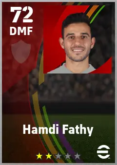 Hamdi Fathy eFootball 2026 player card — 72 OVR DMF