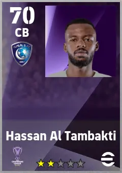 Hassan Al Tambakti eFootball 2026 player card — 70 OVR CB