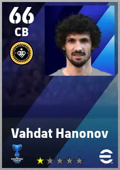 Vahdat Hanonov eFootball 2026 player card — 66 OVR CB