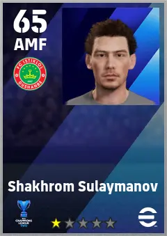 Shakhrom Sulaymanov eFootball 2026 player card — 65 OVR AMF