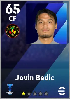 Jovin Bedic eFootball 2026 player card — 65 OVR CF