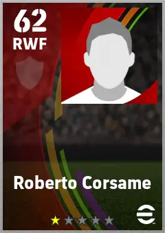 Roberto Corsame eFootball 2026 player card — 62 OVR RWF